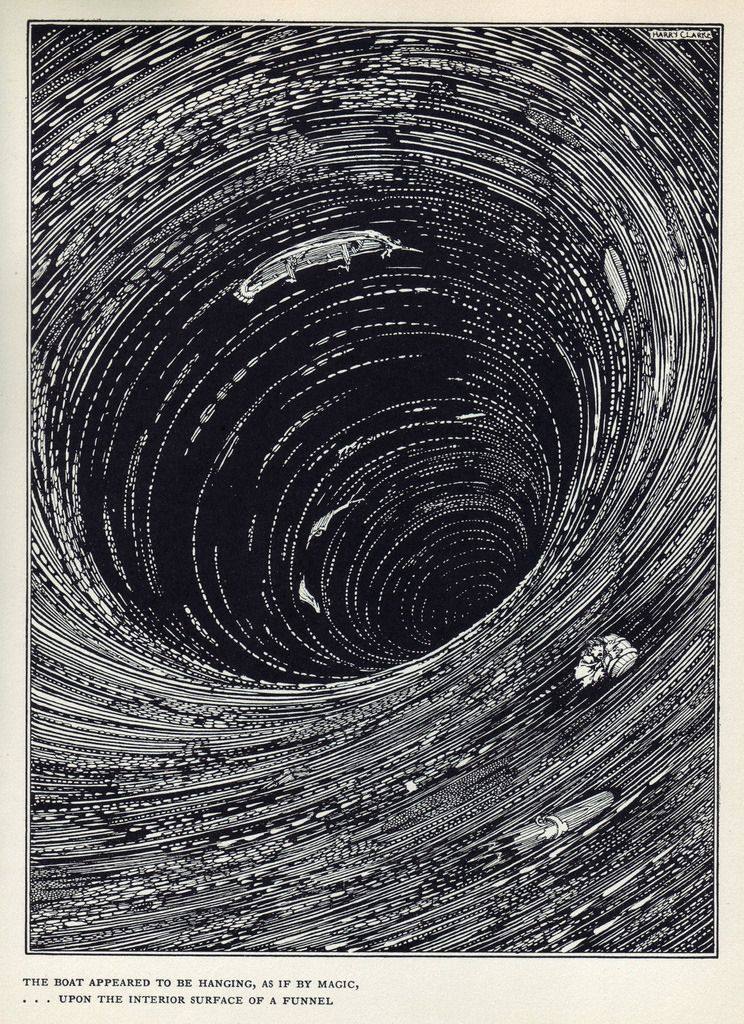 рисунок водоворота, затягивающего вглубь лодку